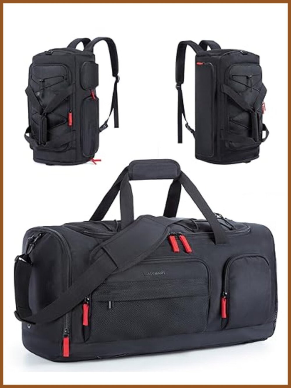3-in-1 Gym Bag Backpack Duffle Water Resistant 13.3 Laptop Shoe Compartment